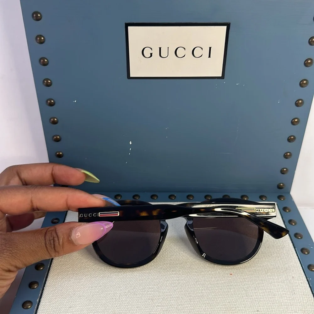New Authentic Gucci GG0825S Shiny Dark Havana Sunglasses